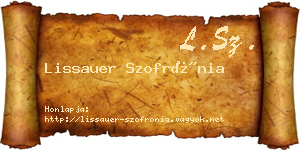 Lissauer Szofrónia névjegykártya